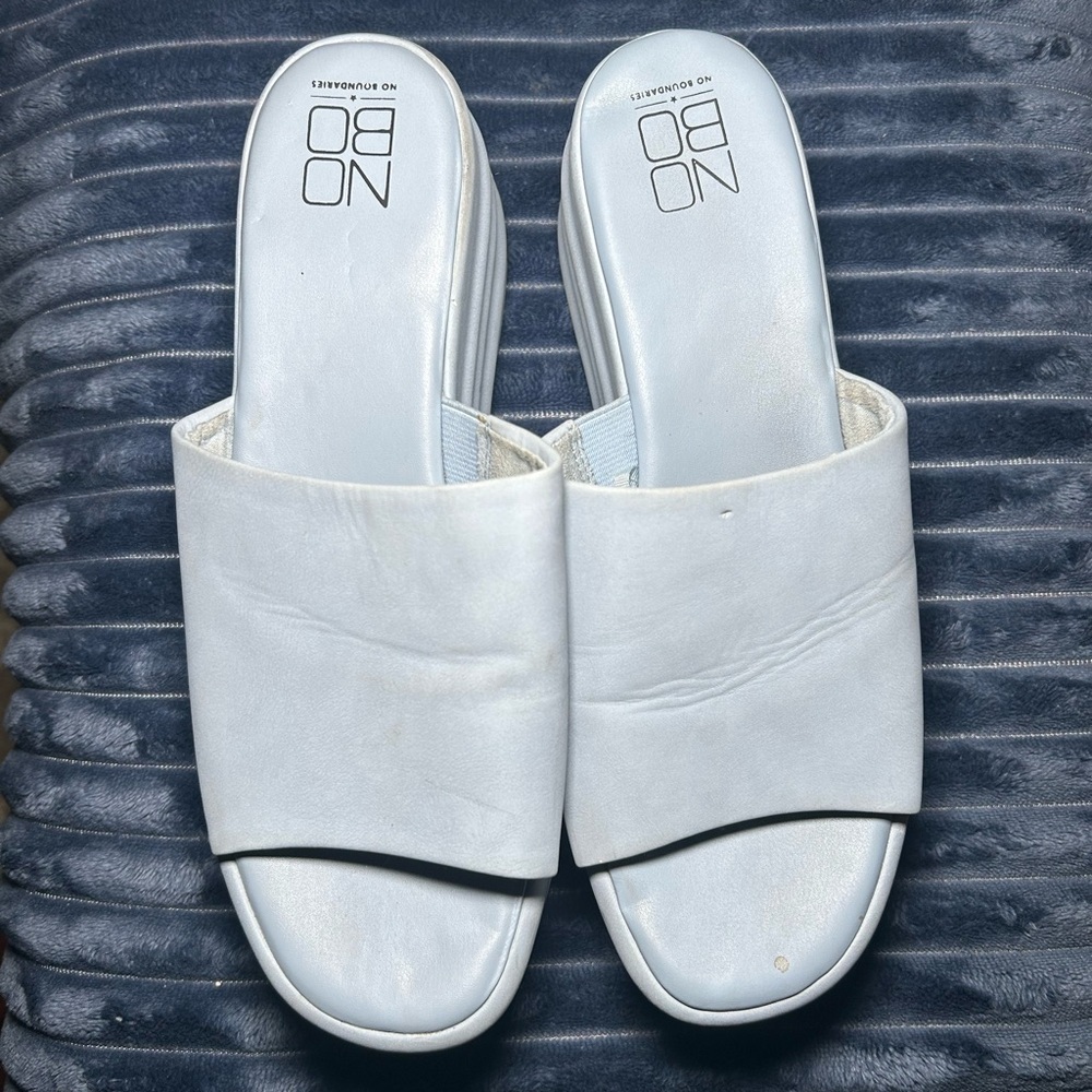 VTG Y2K No Boundaries size 7 baby powder blue platform slip on sandals